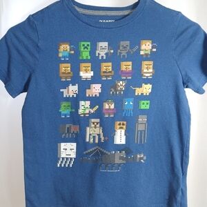 #372 Boys Old Navy Blue Minecraft T-Shirt Size S (6-7)